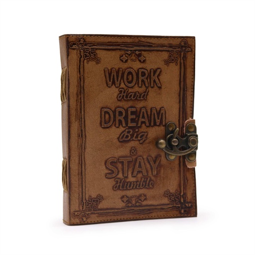 [LBN-66] Diario de cuero - Trabajar y Soñar a lo Grande - 12,5x17,5cm
