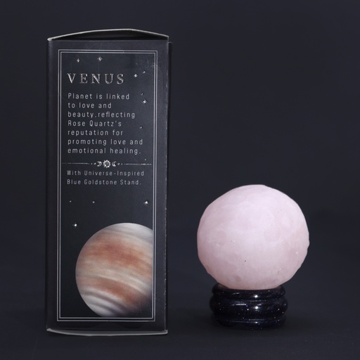 [GemPL-01] 1x Planeta de Cuarzo Rosa con Soporte Solar (VÉNUS) - 40mm