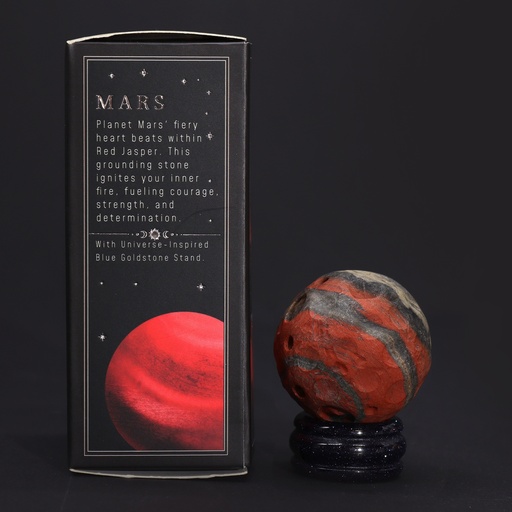 [GemPL-03] 1x Planeta de Jaspe Rojo con Soporte Solar (MARTE) - 40mm