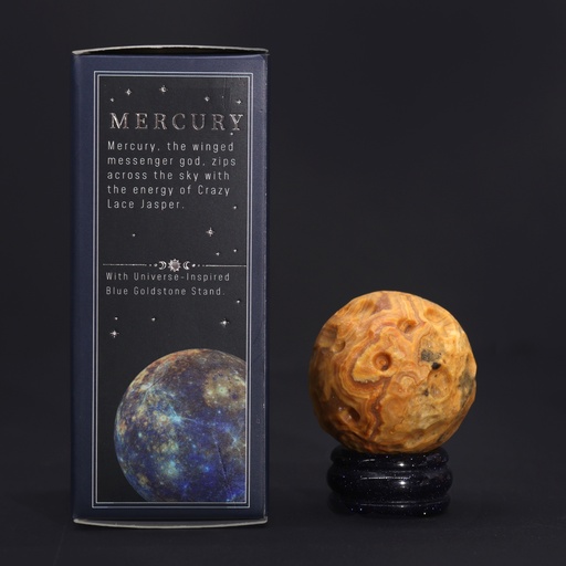 [GemPL-05] 1x Planeta de Jaspe con Soporte Solar (MERCURY) - 40mm