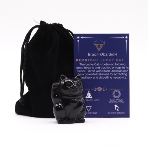 [GemF-53] Gema Gato de la Suerte - Obsidiana Negra 50x35x25mm