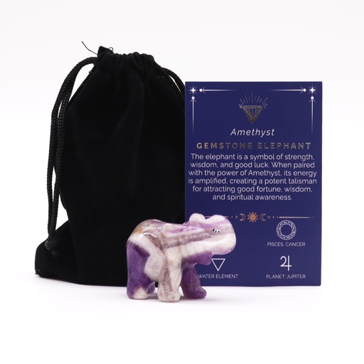 [GemF-56] Piedra preciosa Elefante de la suerte - Amatista 50x35x25mm