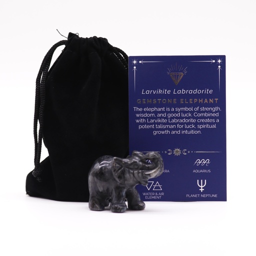 [GemF-58] Piedra preciosa Elefante de la suerte - Larvikita Labradorita 50x35x25mm