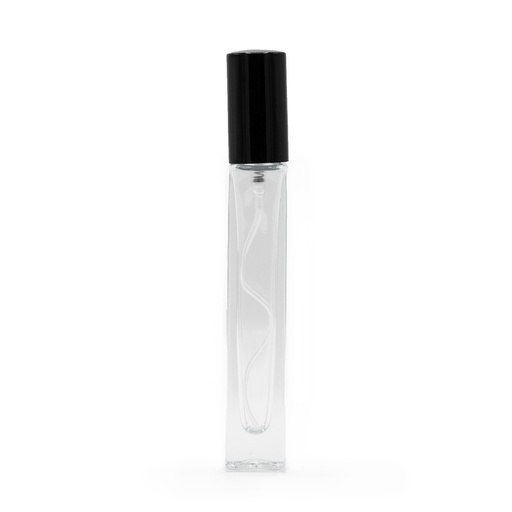 [PerfB-14] Botella cuadrada alta y delgada de 10 ml, spray y tapa negros