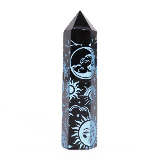 [CryPt-03] Puntas de Obsidiana Negra (aprox 60-70 gm 9cm) - Historia Mística - Azul Cielo