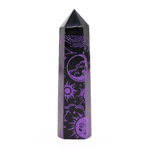 [CryPt-04] Puntas de Obsidiana Negra (aprox 60-70 gm 9cm) - Historia Mística - Morado Profundo