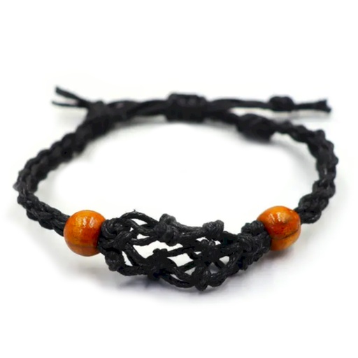 [CGBC-01] Pulsera de Macrame para Piedras Preciosas 20-28cm - Negro