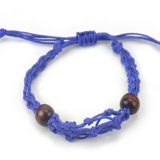 [CGBC-03] Pulsera de Macrame para Piedras Preciosas 20-28cm - Azul marino