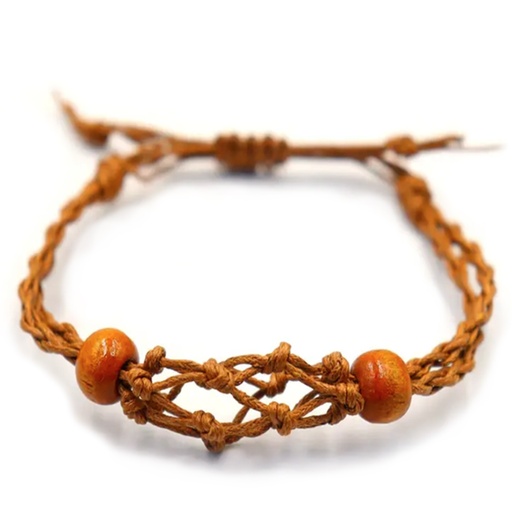 [CGBC-04] Pulsera de Macrame para Piedras Preciosas 20-28cm - Marron