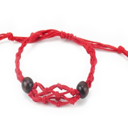 [CGBC-05] Pulsera de Macrame para Piedras Preciosas 20-28cm - Rojo