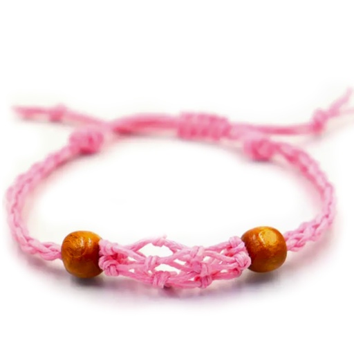 [CGBC-07] Pulsera de Macrame para Piedras Preciosas 20-28cm - Rosa