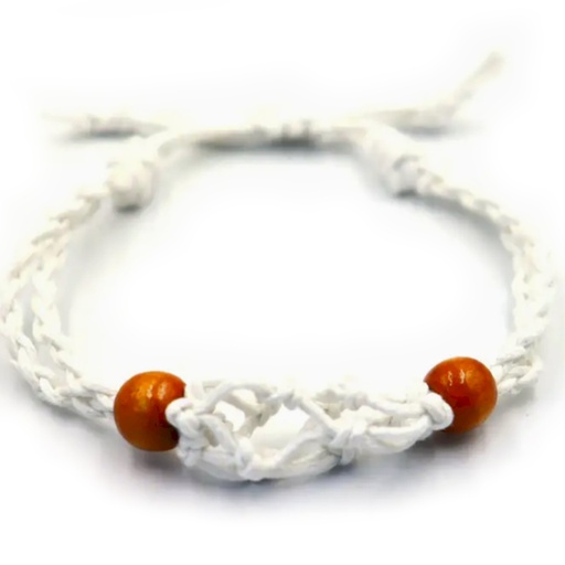 [CGBC-10] Pulsera de Macrame para Piedras Preciosas 20-28cm - Blanco