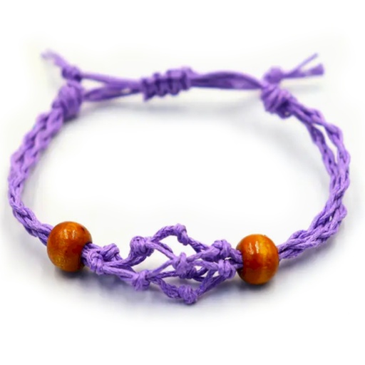 [CGBC-11] Pulsera de Macrame para Piedras Preciosas 20-28cm - Purpura