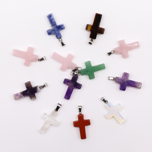 [GemPD-18] Colgantes de cruces de piedras preciosas - 25x18mm