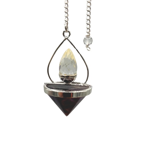 [SpecMP-66] Gemstone Lantern of Life Pendulum - Amethyst & Rock Quartz