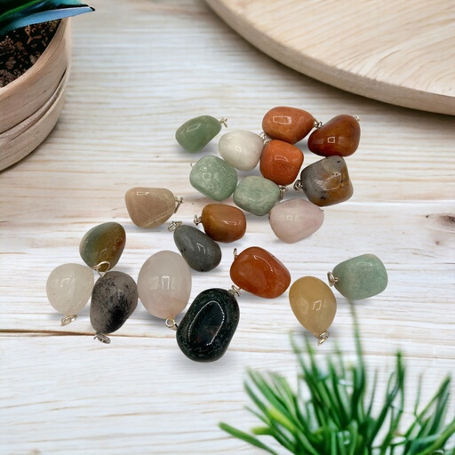 [NMGC-22] 20x Colgantes Mixtos de Cristal Plateado y Piedras Talladas