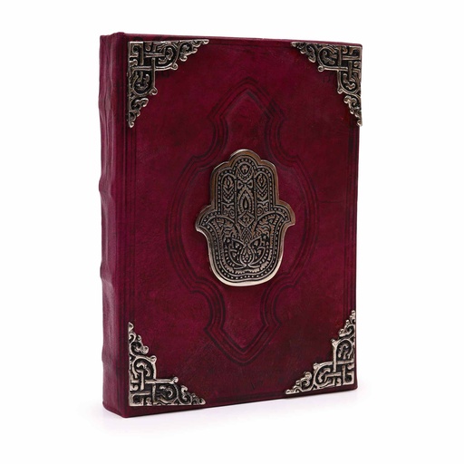 [LBN-35] Libro Bronceado Rojo - Decoracion Hamsa de zinc con bordes de cubierta