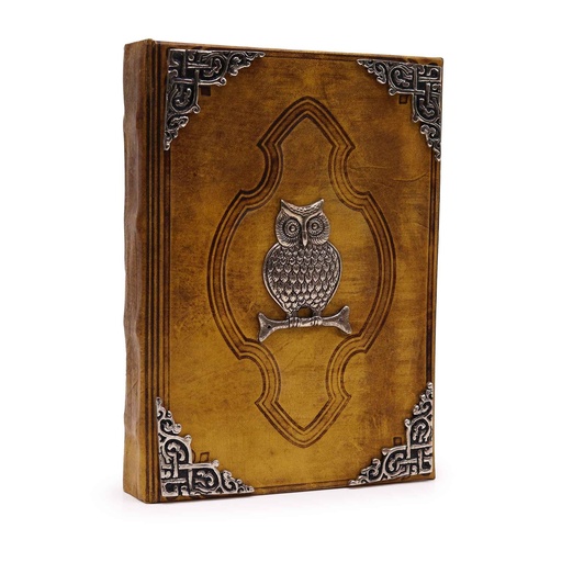 [LBN-37] Libro Bronceado Cafe - Decoracion de buhos de zinc con bordes de cubierta