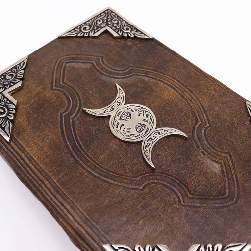 [LBN-38] Libro Marrón - Decoracion de triple luna de zinc con bordes de cubierta