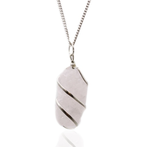 [IGJ-11] Collar de Piedras Preciosas Envueltas en Cascada - Cuarzo Rosa en bruto