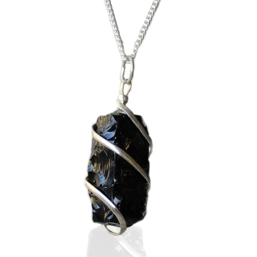 [IGJ-14] Collar de Piedras Preciosas Envueltas en Cascada - Ónix Negro en bruto