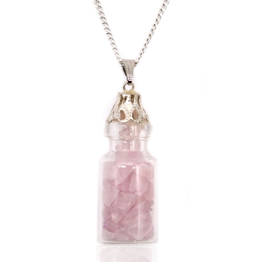 [IGJ-16] Collar de Piedras Preciosas Embotelladas - Cuarzo Rosa