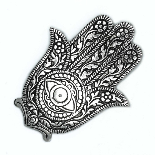[PAIH-02] Porta-incienso Hamsa Aluminio Pulido 14cm