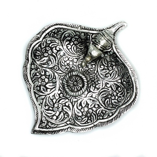 [PAIH-06] PortaIncienso Hoja de Elefante Aluminio Pulido 11cm
