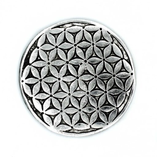[PAIH-07] PortaIncienso Flor de la Vida Aluminio Pulido 11cm
