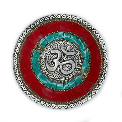 [TDIH-08] Plato Om Decoración Tibetana Portaconos y Varillas