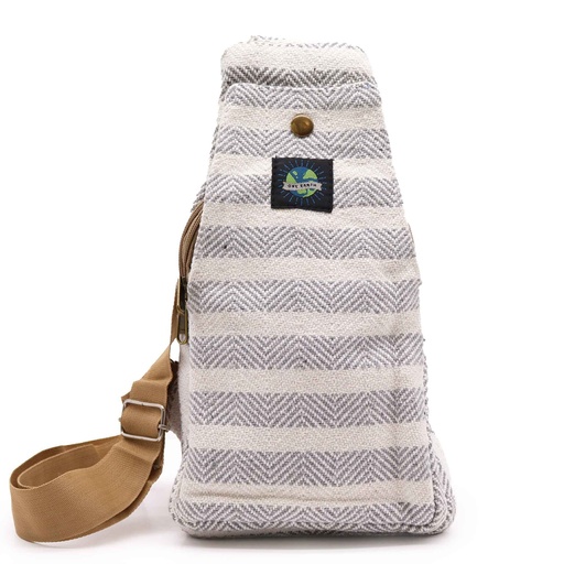 [BCrB-01] Bolso Bandolera de Algodon Natural - Gris y Blanco