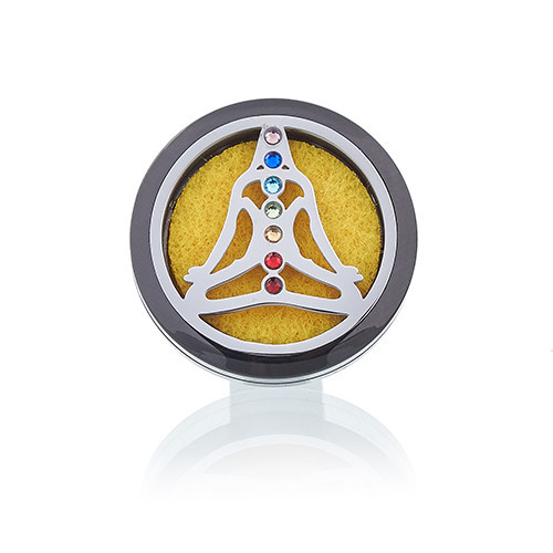 [AromaC-10] Kit difusor para coche - Estaño yoga chakra - 30mm