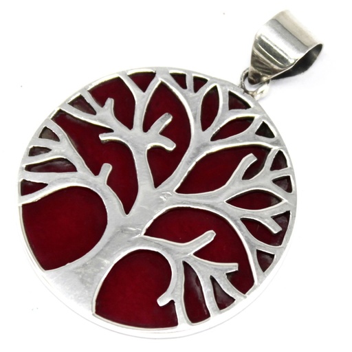 [TOLSP-01] Colgante de Plata Árbol de la Vida 30mm - Efecto Coral