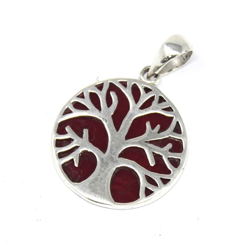 [TOLSP-04] Colgante de Plata Árbol de la Vida 22mm - Efecto Coral