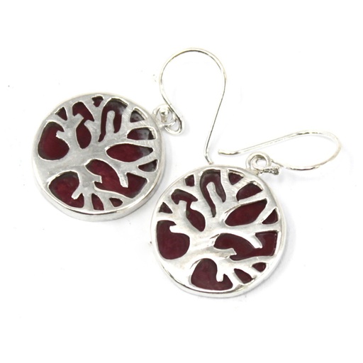 [TOLSP-07] Pendientes Plata de Árbol de la Vida 15mm - Efecto Coral