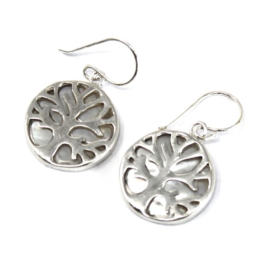 [TOLSP-09] Pendientes de Plata Árbol de la Vida 15mm - Madre Perla