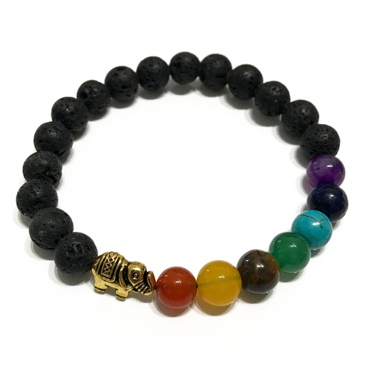 [LavaSB-01] Pulsera de Piedra de Lava - Elefante - Chakra
