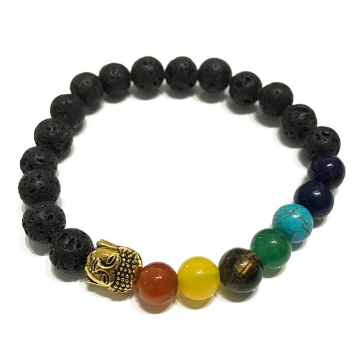 [LavaSB-02] Pulsera de Piedra de Lava - Buda - Chakra