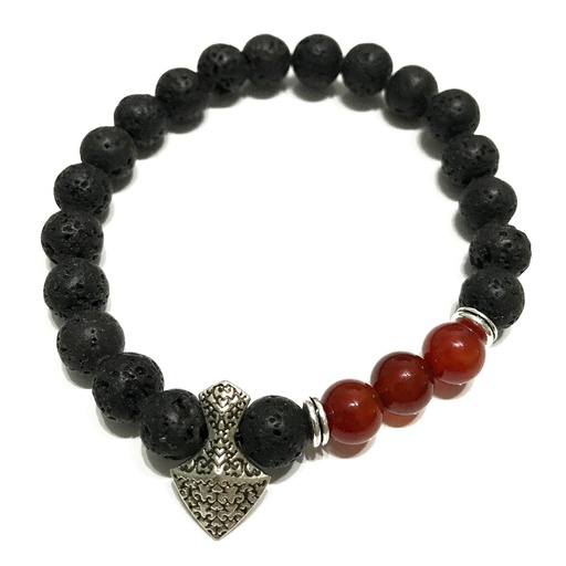 [LavaSB-08] Pulsera de Piedra de Lava - Hacha - Cornalina
