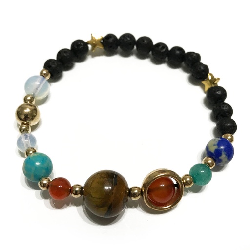 [LavaSB-10] Pulsera de Piedra de Lava - Sistema solar - Oro