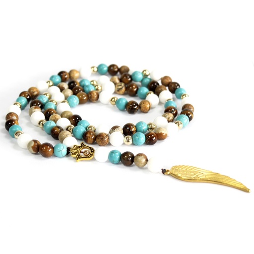 [Boho-16]  Ala de angel / collar de piedras preciosas