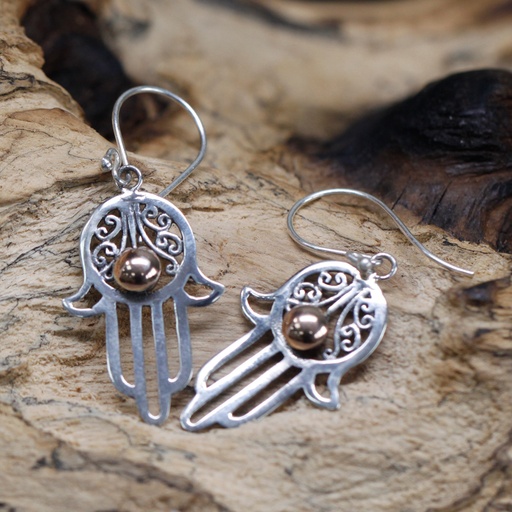 [SGJ-03] Pendiente de Plata y Oro - Hamsa
