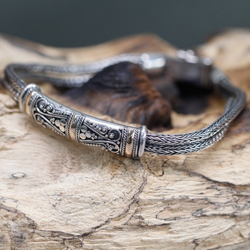 [SGJ-11] Pulsera de Plata y Oro - Cadena Gemela Unisex