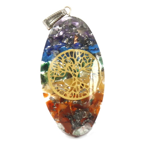 [OPP-12] Colgante de Orgonita -Chakra de piedra ovalada con árbol