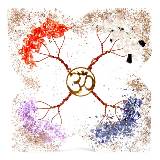 [ODesk-04] Orgonite de oficina - Cobre con diseño 4 arboles  - Grande