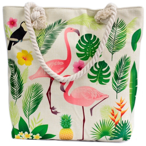 [RHSB-12] Bolso shopper con asa de cuerda - tropical flamenco