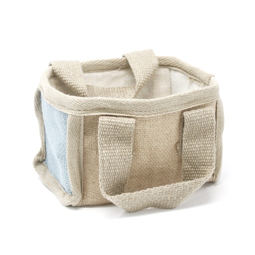 [NATSB-09] Cesta pequeña de yute - 16x10x12cm - Azul