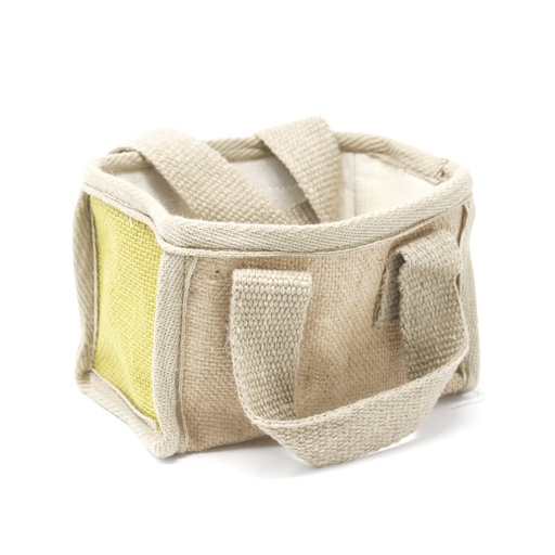 [NATSB-10] Cesta pequeña de yute - 16x10x12cm - Amarillo