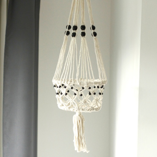 [MacP-03] Macetero de Macrame - Gran con Cuentas
