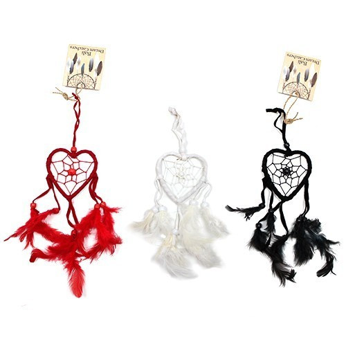 [BDC-01] Atrapasueños Bali corazón peq - Negro/Blanco/Rojo (Colores Surtidos)